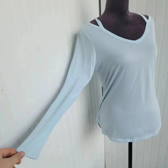 Time and Tru Women Top Light Blue Long Sleeve Modal Poly Pullover Shirt S (4-6) - Picture 6 of 11